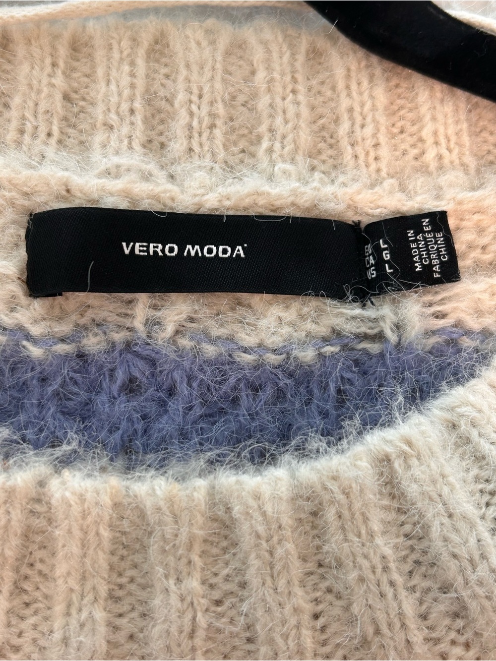 Vero Moda Floral Fair Isle Knit Sweater Cream Open Knit Cozy Cottagecore Boho - Picture 8 of 9